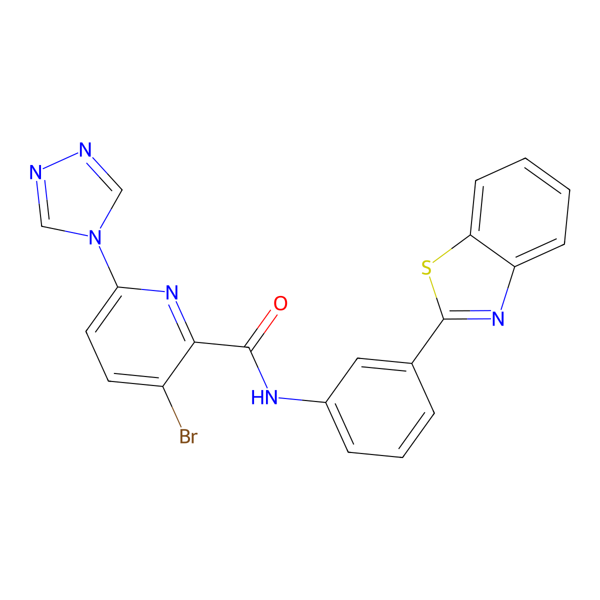 N-[3-(1,3-benzothiazol-2-yl)phenyl]-3-bromo-6-(4H-1,2,4-triazol-4-yl)pyridine-2-carboxamide molecular structure, CAS 1030135-91-1