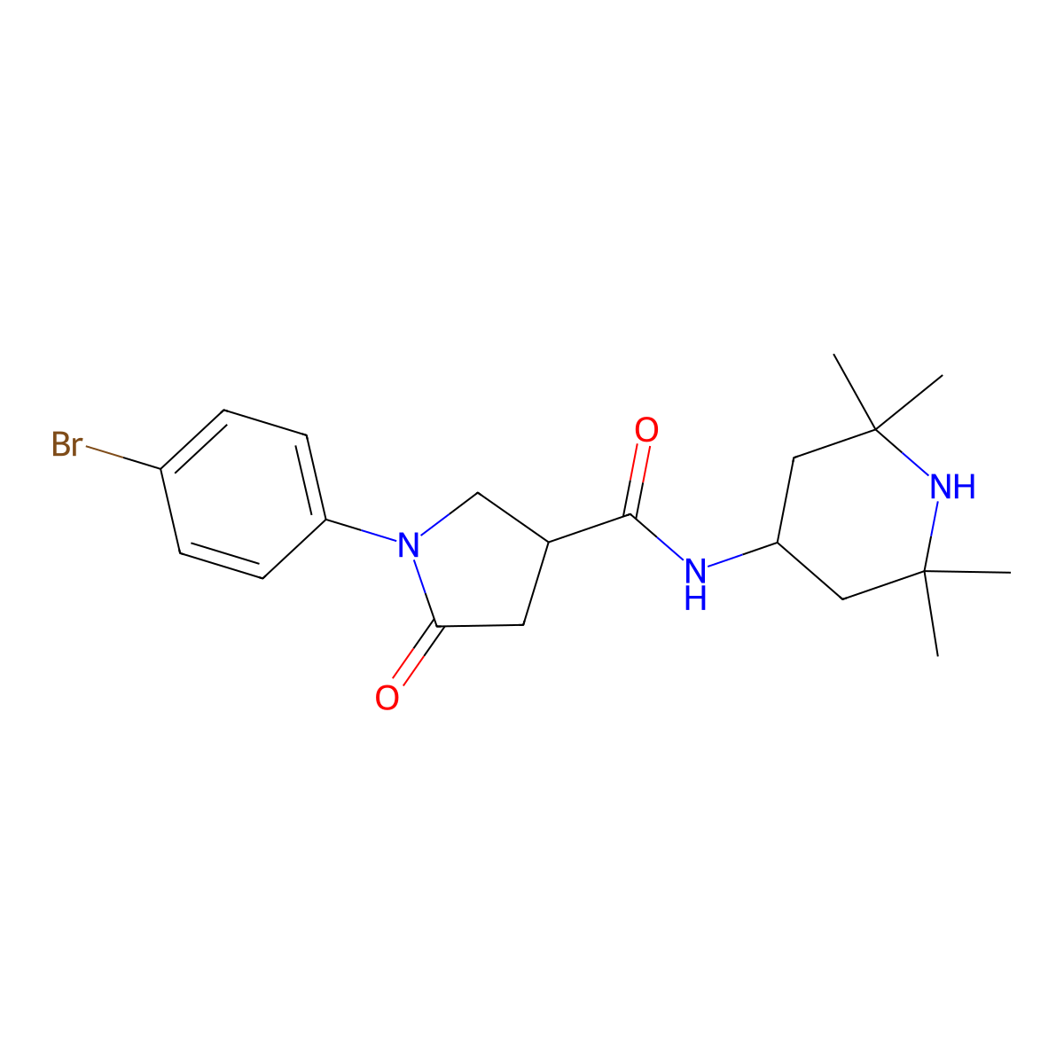 1-(4-bromophenyl)-5-oxo-N-(2,2,6,6-tetramethylpiperidin-4-yl)pyrrolidine-3-carboxamide molecular structure, CAS 1030143-21-5