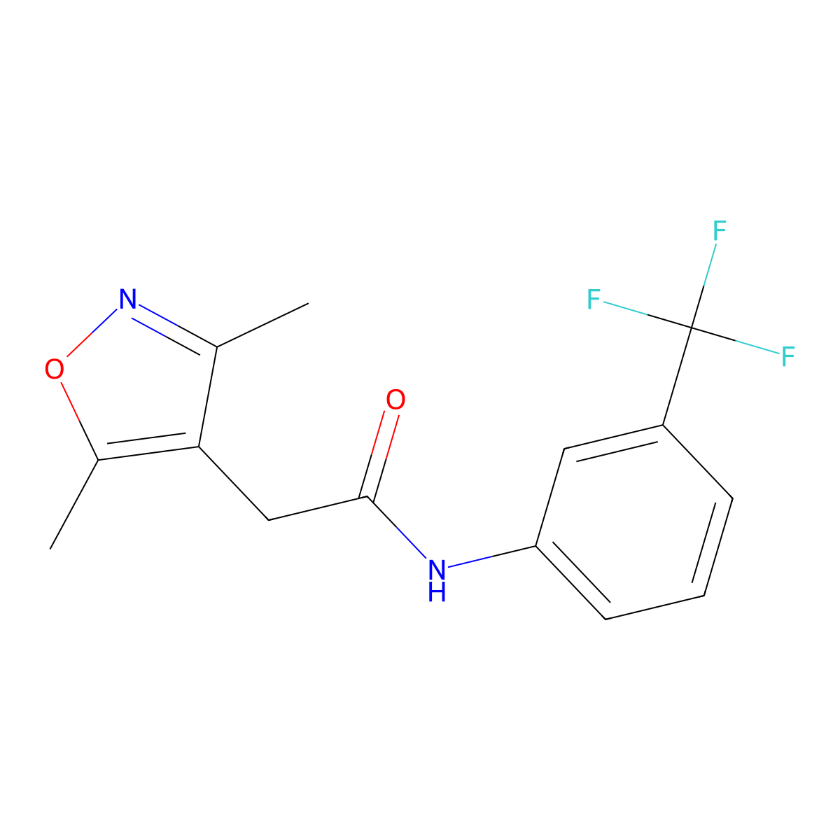 2-(3,5-dimethyl-1,2-oxazol-4-yl)-N-[3-(trifluoromethyl)phenyl]acetamide molecular structure, CAS 1030166-64-3
