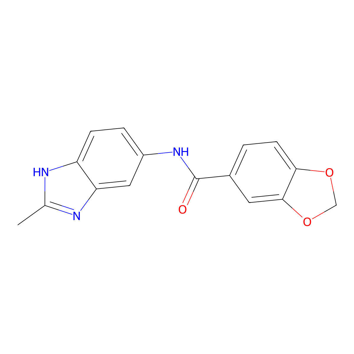 N-(2-methyl-1H-benzimidazol-5-yl)-1,3-benzodioxole-5-carboxamide molecular structure, CAS 1030174-84-5