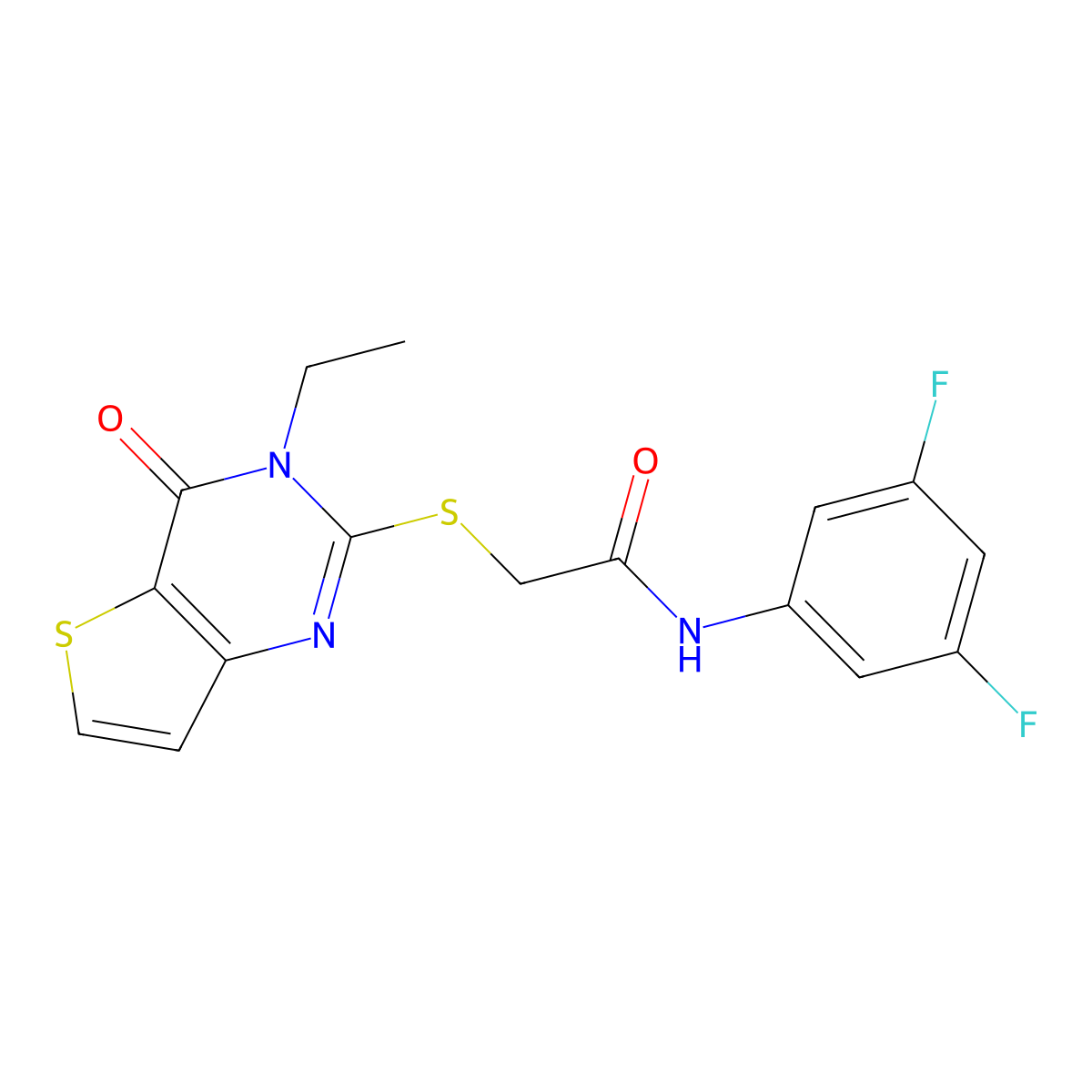 N-(3,5-difluorophenyl)-2-({3-ethyl-4-oxo-3H,4H-thieno[3,2-d]pyrimidin-2-yl}sulfanyl)acetamide molecular structure, CAS 1030188-52-3