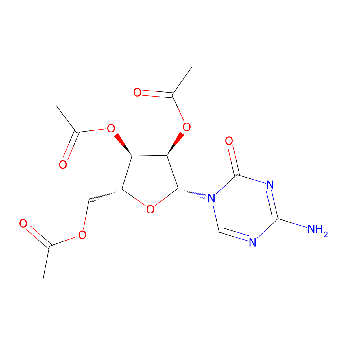 (2R,3R,4R,5R)-2-(Acetoxymethyl)-5-(4-amino-2-oxo-1,3,5-triazin-1(2H)-yl)tetrahydrofuran-3,4-diyl diacetate molecular structure, CAS 10302-78-0
