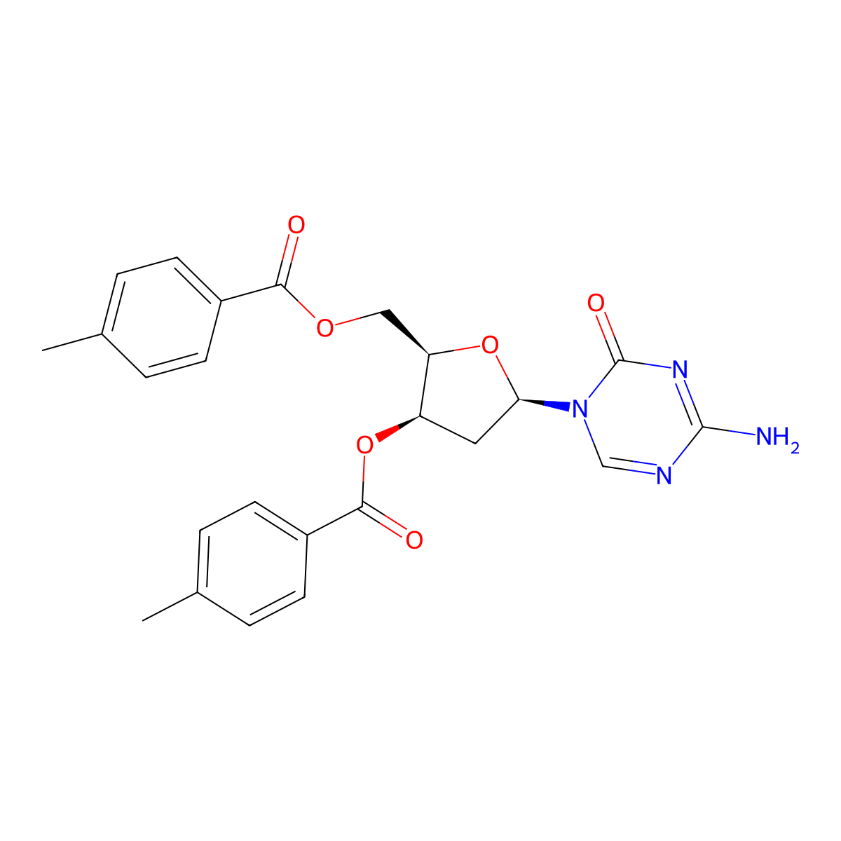 4-Amino-1-[2-deoxy-3,5-bis-O-(4-methylbenzoyl)-beta-D-threo-pentofuranosyl]-1,3,5-triazin-2(1H)-one molecular structure, CAS 10302-79-1