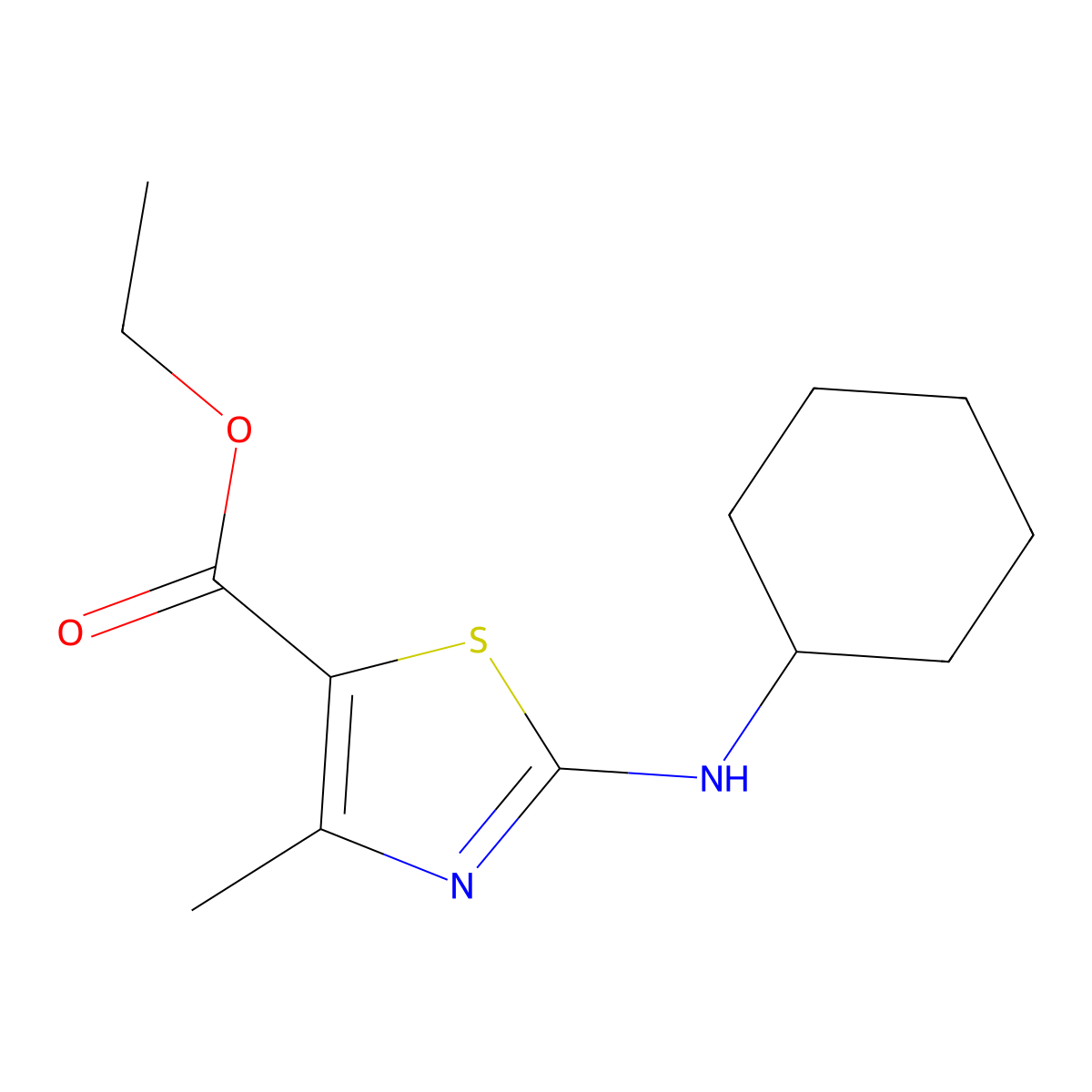 Ethyl 2-(cyclohexylamino)-4-methyl-1,3-thiazole-5-carboxylate molecular structure, CAS 1030201-03-6