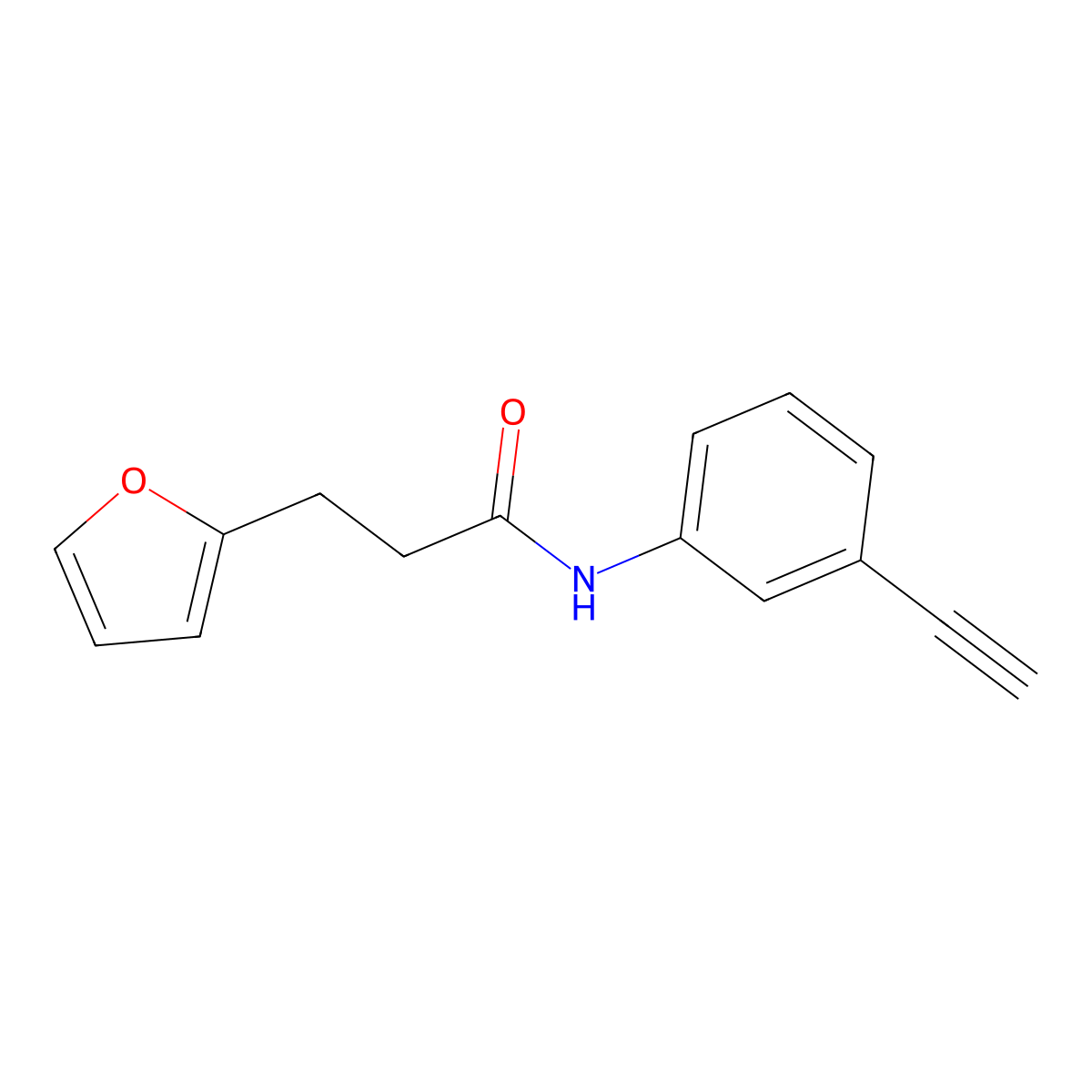 N-(3-ethynylphenyl)-3-(furan-2-yl)propanamide molecular structure, CAS 1030220-25-7