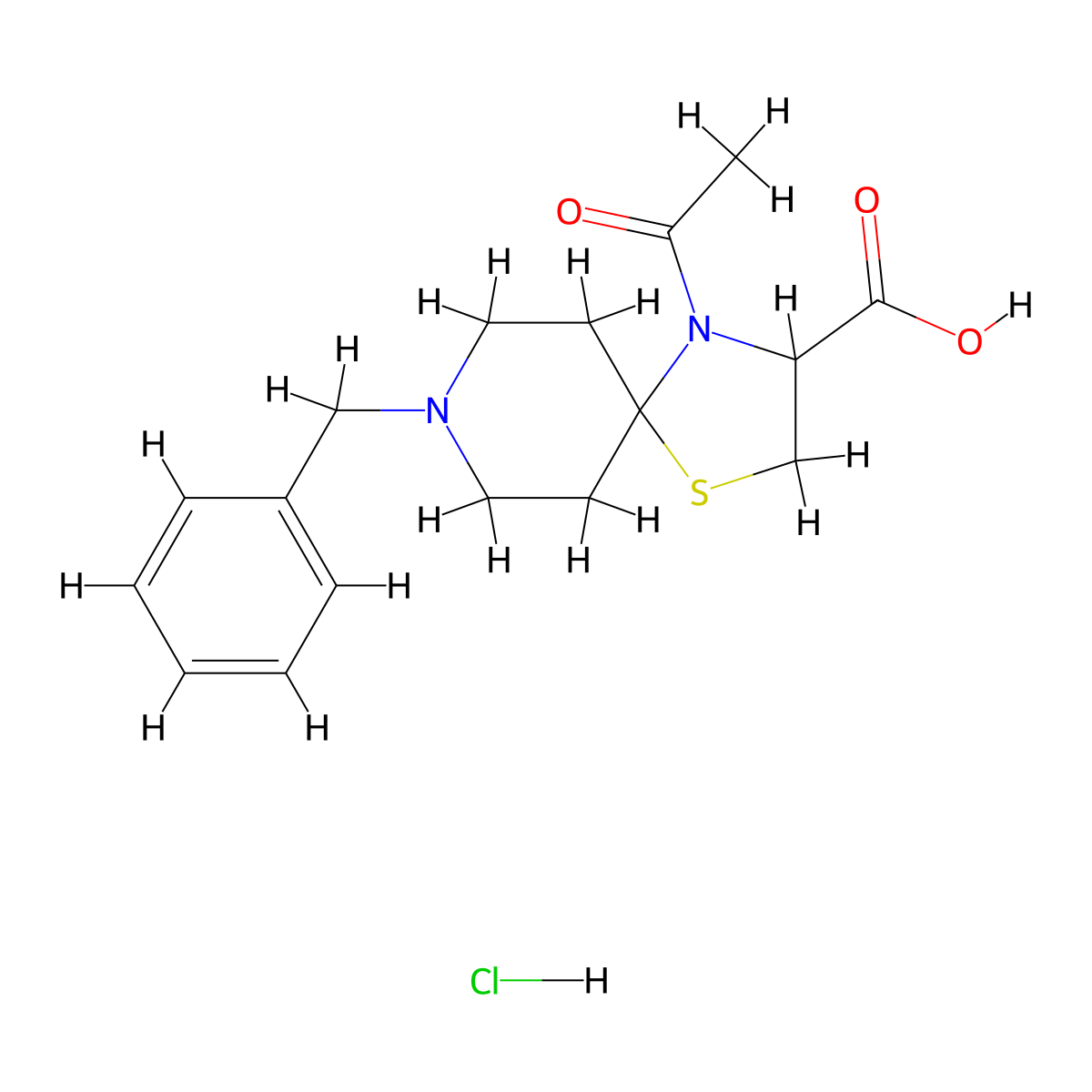 4-acetyl-8-benzyl-1-thia-4,8-diazaspiro[4.5]decane-3-carboxylic Acid Hydrochloride molecular structure, CAS 1030253-99-6