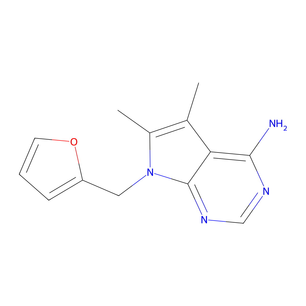 7-(2-Furanylmethyl)-5,6-dimethyl-7H-pyrrolo[2,3-d]pyrimidin-4-amine molecular structure, CAS 103026-12-6