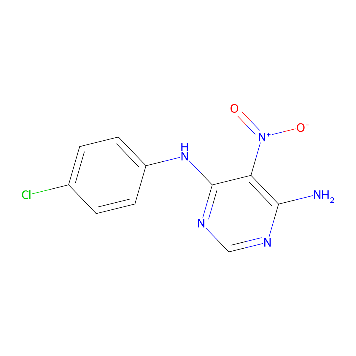N4-(4-chlorophenyl)-5-nitropyrimidine-4,6-diamine molecular structure, CAS 103027-82-3