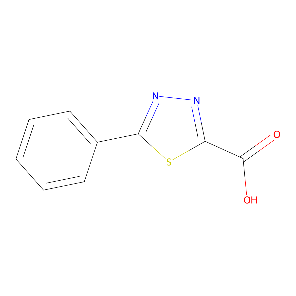 5-Phenyl-1,3,4-thiadiazole-2-carboxylic acid molecular structure, CAS 103028-60-0
