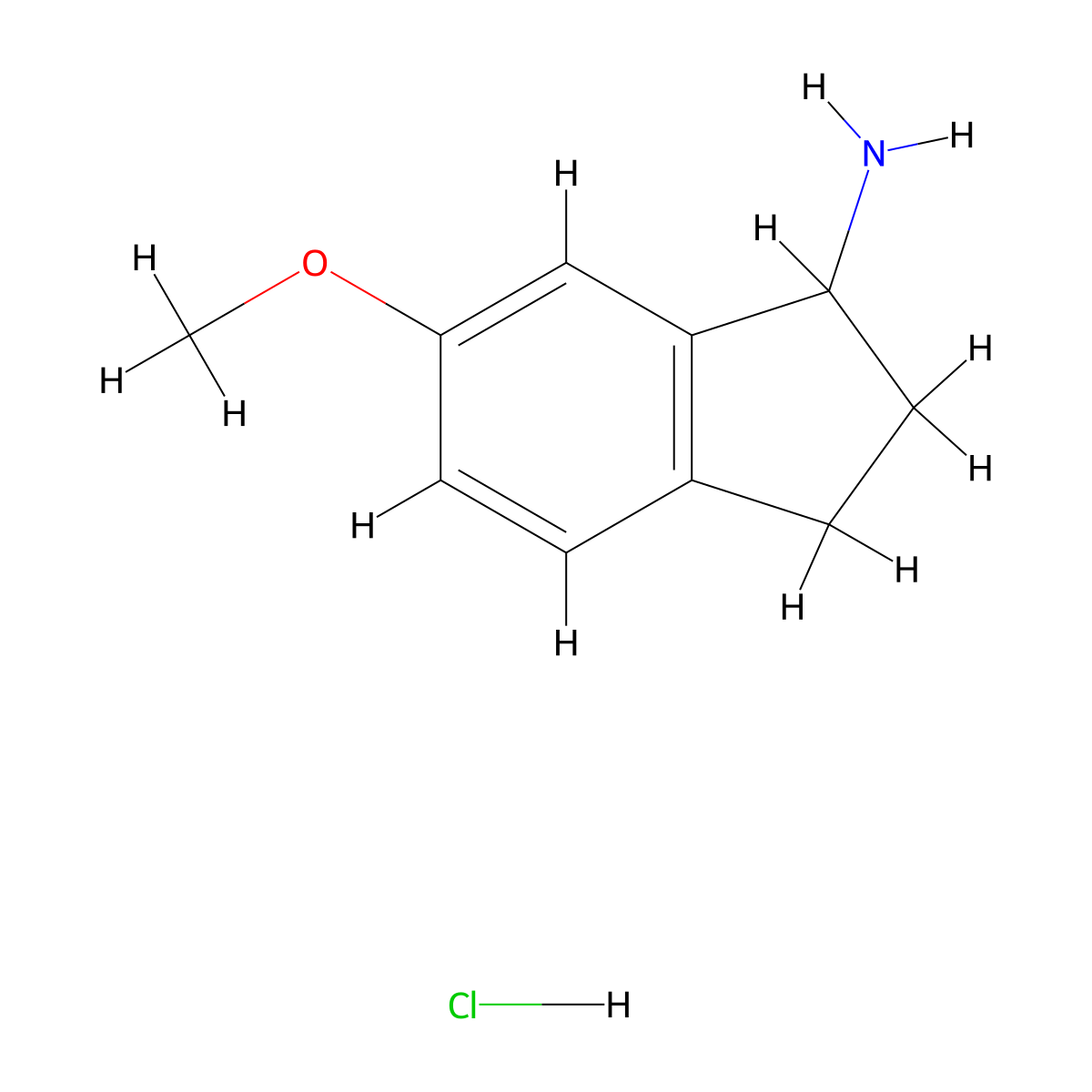 6-methoxy-2,3-dihydro-1H-inden-1-amine hydrochloride molecular structure, CAS 103028-80-4