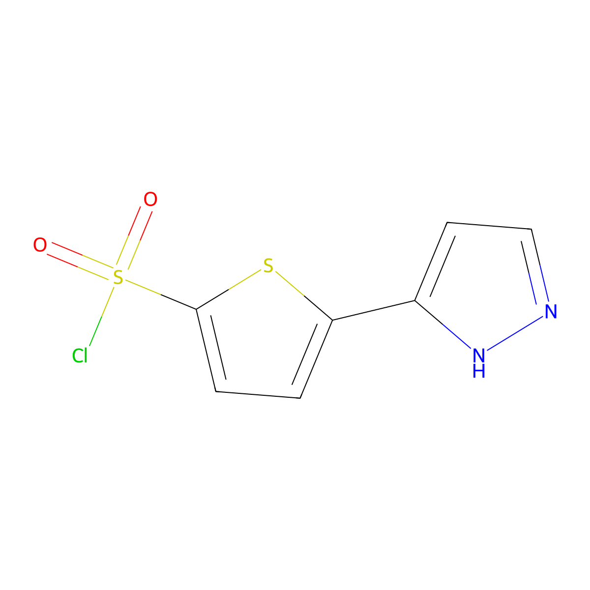 5-(1H-pyrazol-5-yl)thiophene-2-sulfonyl chloride molecular structure, CAS 1030288-73-3
