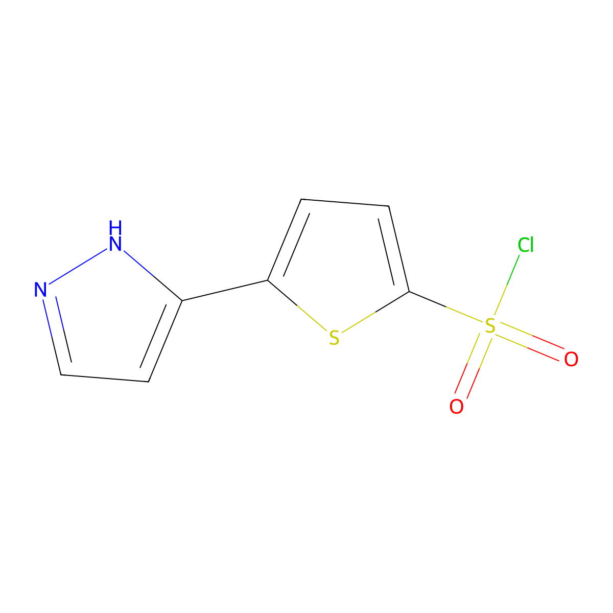 5-(1H-pyrazol-5-yl)thiophene-2-sulfonyl chloride molecular structure, CAS 1030288-73-3