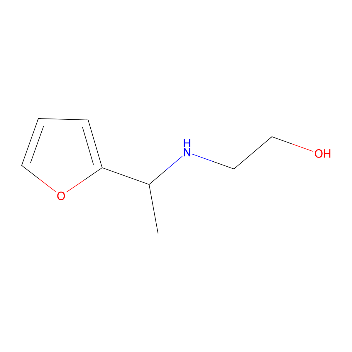 2-{[1-(Furan-2-yl)ethyl]amino}ethan-1-ol molecular structure, CAS 1030296-11-7