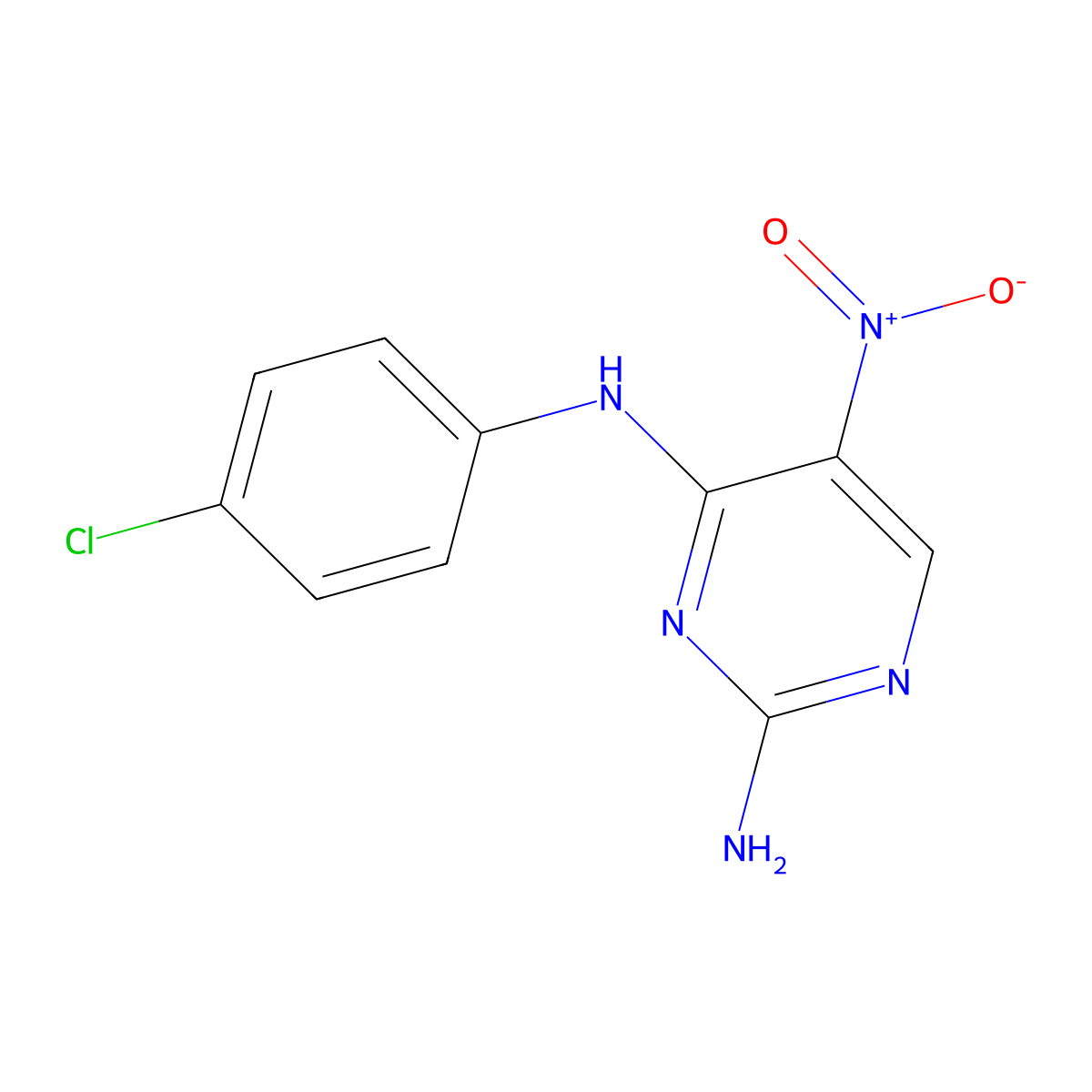 N~4~-(4-chlorophenyl)-5-nitro-2,4-pyrimidinediamine molecular structure, CAS 103030-49-5