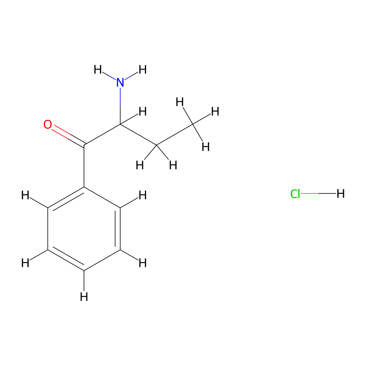 2-Amino-1-phenyl-1-butanone hydrochloride molecular structure, CAS 103030-67-7