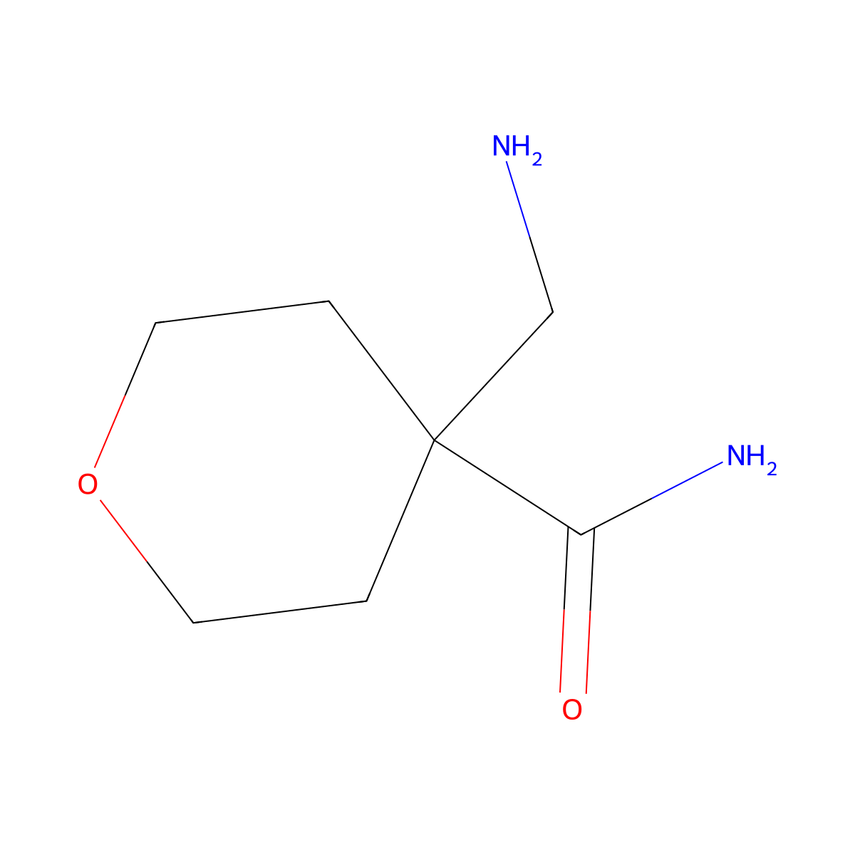 4-(Aminomethyl)oxane-4-carboxamide molecular structure, CAS 1030364-98-7