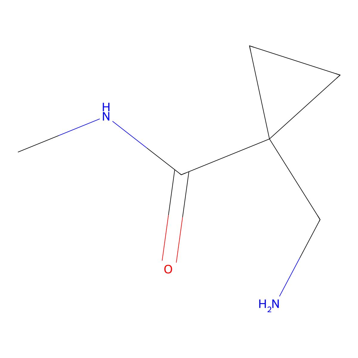 1-(aminomethyl)-N-methylcyclopropane-1-carboxamide molecular structure, CAS 1030365-01-5