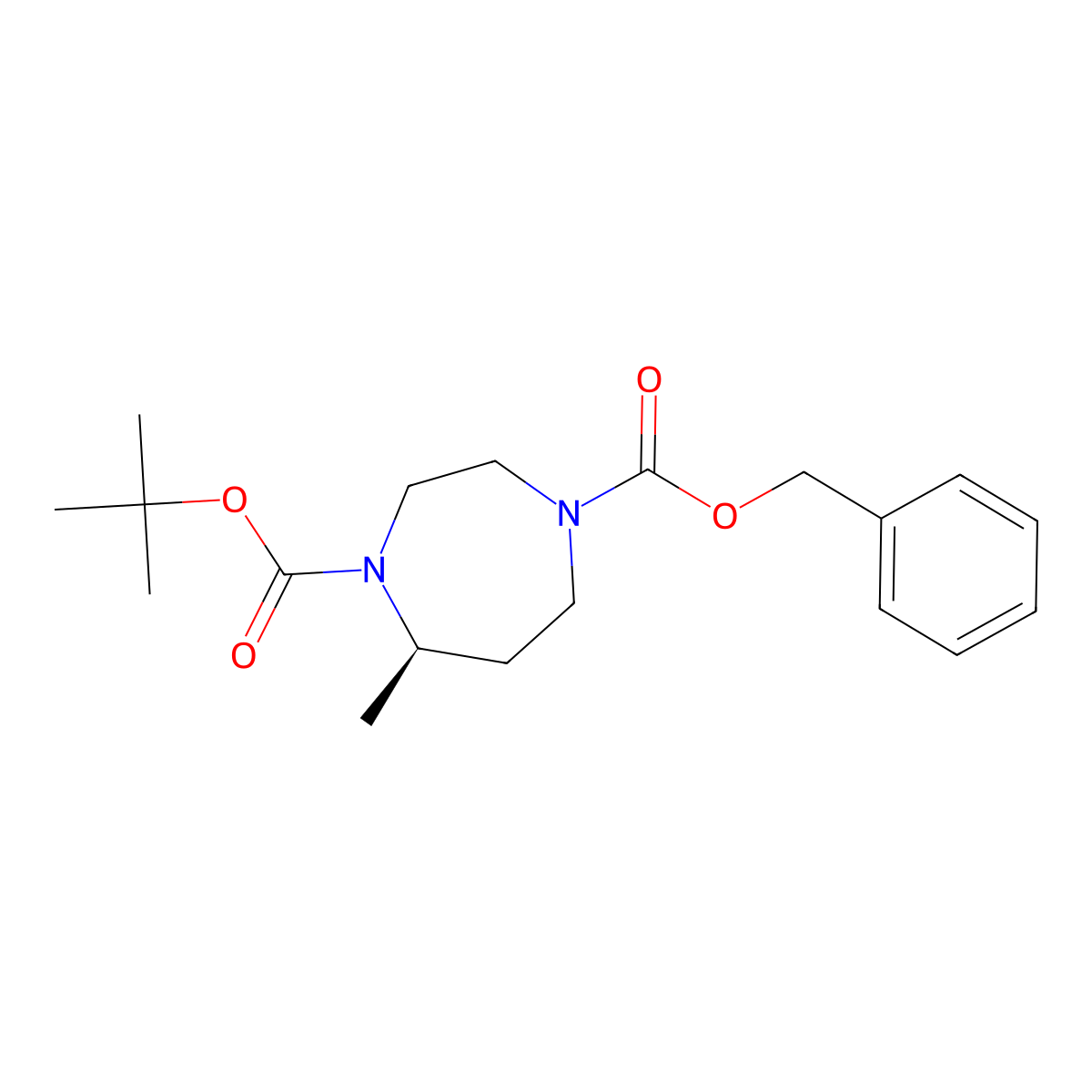 4-(1,1-Dimethylethyl) 1-(phenylmethyl) (5R)-tetrahydro-5-methyl-1H-1,4-diazepine-1,4(5H)-dicarboxylate molecular structure, CAS 1030377-25-3