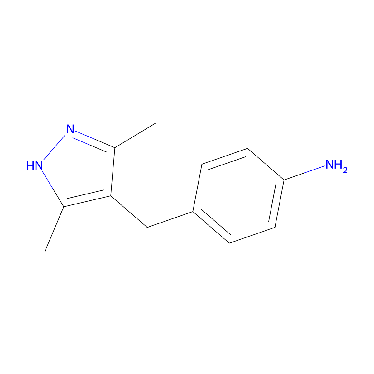 4-[(3,5-dimethyl-1H-pyrazol-4-yl)methyl]aniline molecular structure, CAS 1030378-93-8