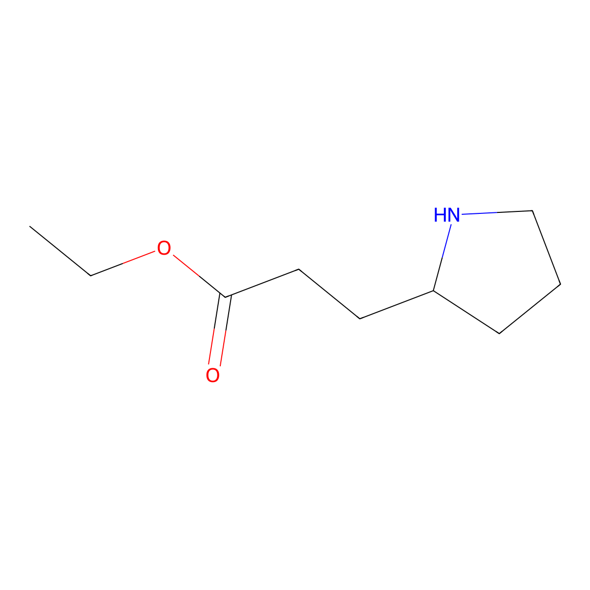 Ethyl 3-(pyrrolidin-2-yl)propanoate molecular structure, CAS 103038-22-8