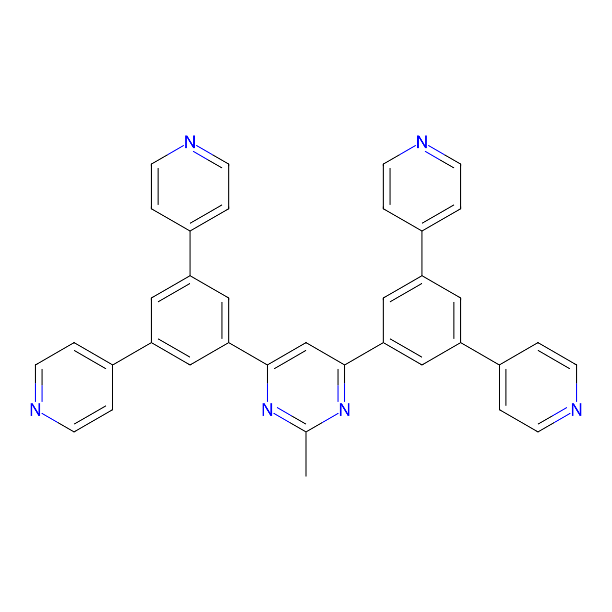 4,6-Bis(3,5-di(pyridin-4-yl)phenyl)-2-methylpyrimidine molecular structure, CAS 1030380-51-8