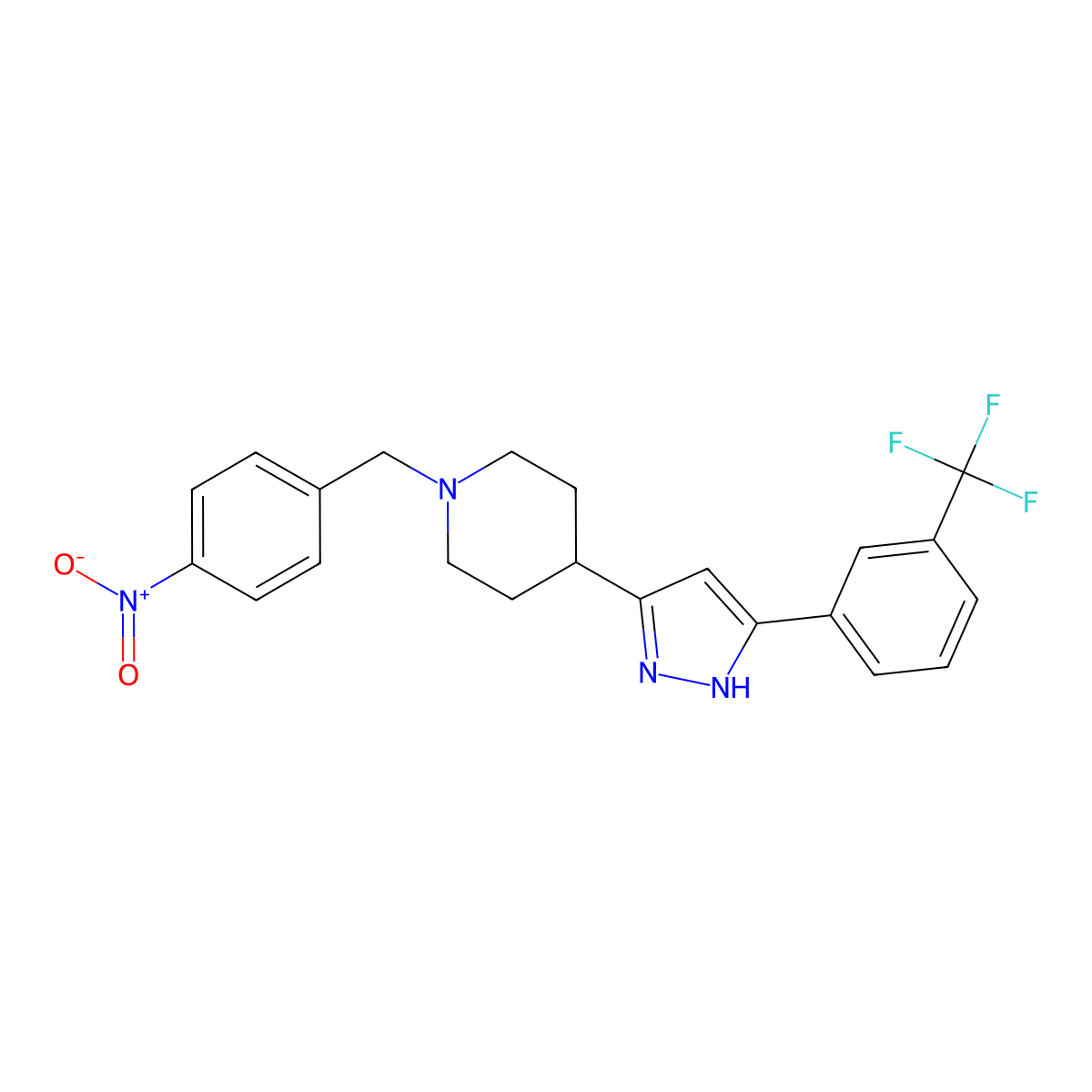 1-[(4-nitrophenyl)methyl]-4-[3-[3-(trifluoromethyl)phenyl]-1H-pyrazol-5-yl]piperidine molecular structure, CAS 1030386-08-3