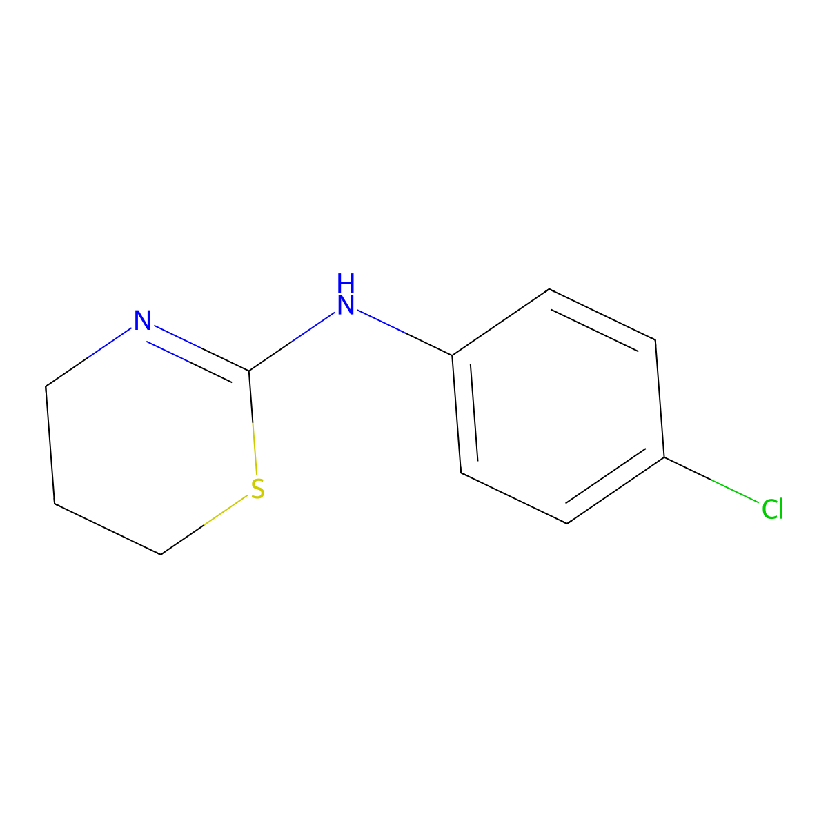 N-(4-chlorophenyl)-5,6-dihydro-4H-1,3-thiazin-2-amine molecular structure, CAS 103039-04-9