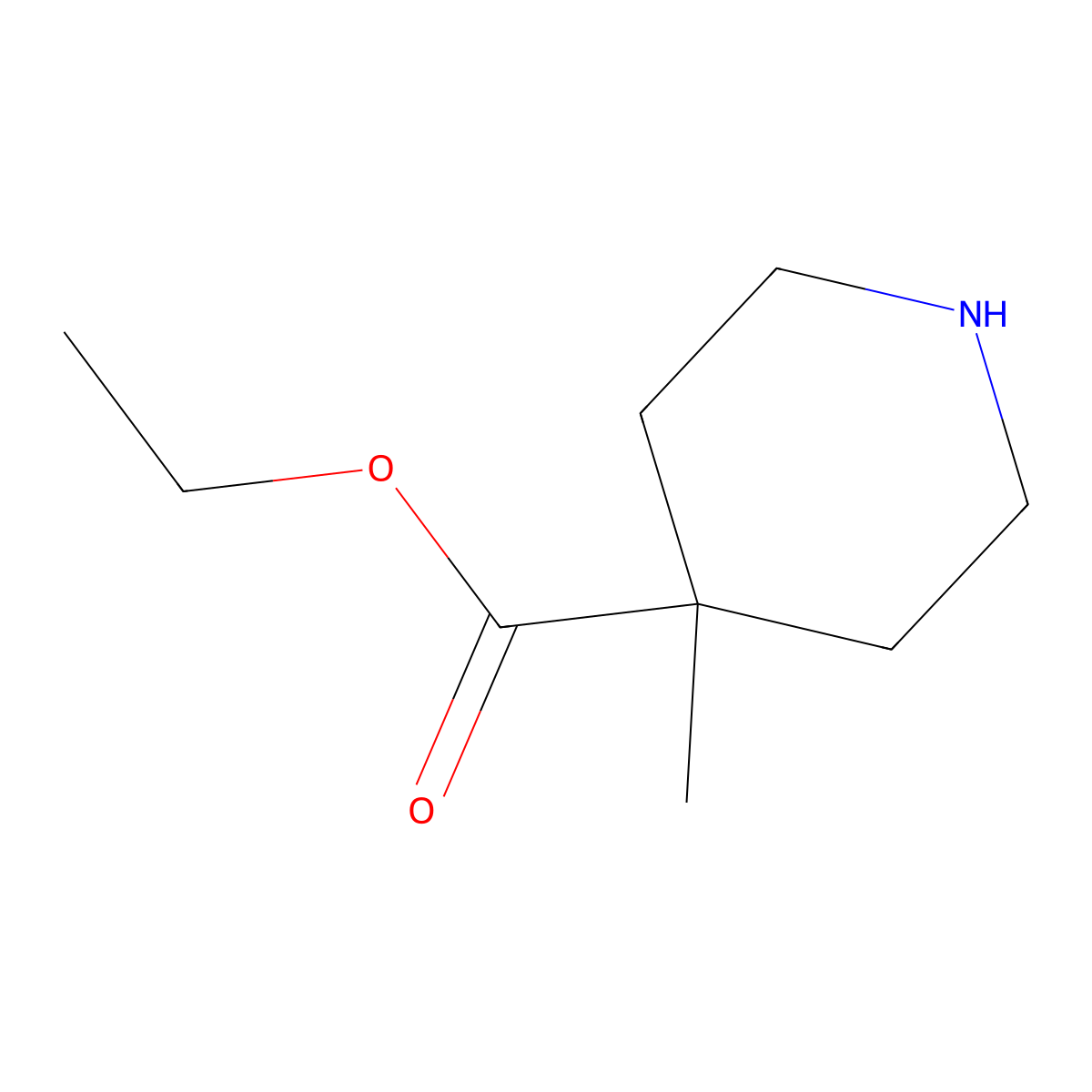 Ethyl 4-methylpiperidine-4-carboxylate molecular structure, CAS 103039-88-9