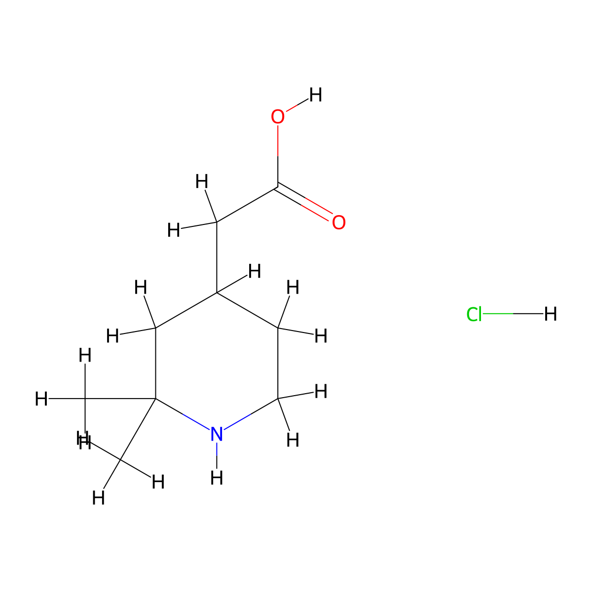 2-(2,2-Dimethylpiperidin-4-yl)acetic acid hydrochloride molecular structure, CAS 103039-89-0