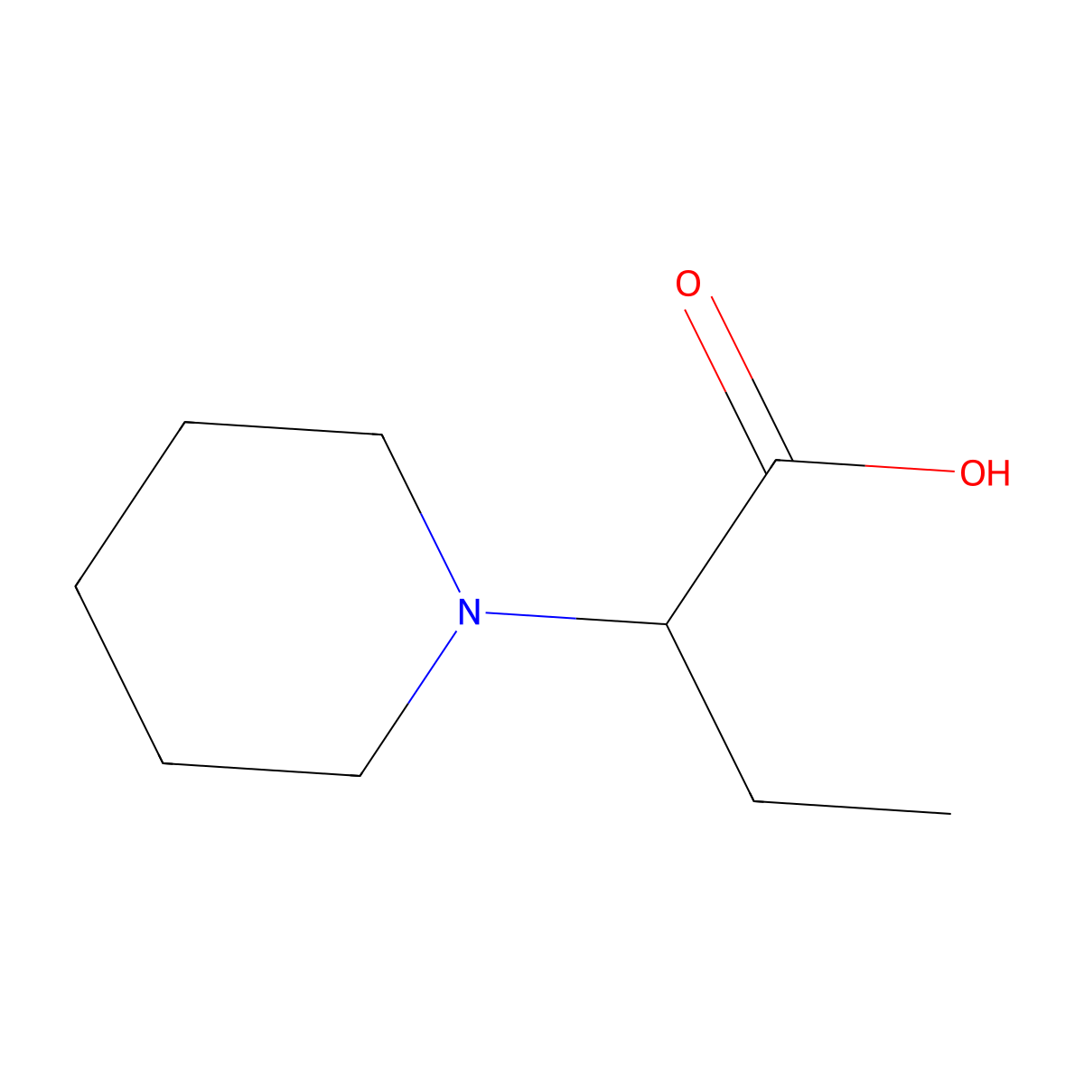 2-(Piperidin-1-yl)butanoic acid molecular structure, CAS 103039-91-4