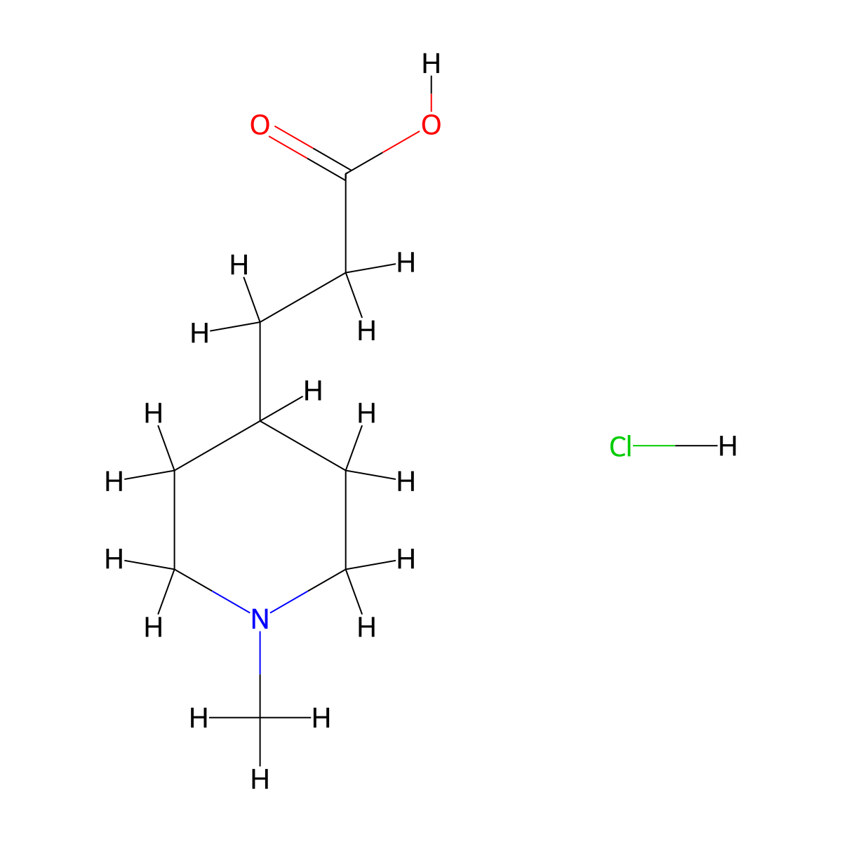3-(1-Methylpiperidin-4-yl)propanoic acid hydrochloride molecular structure, CAS 103039-94-7