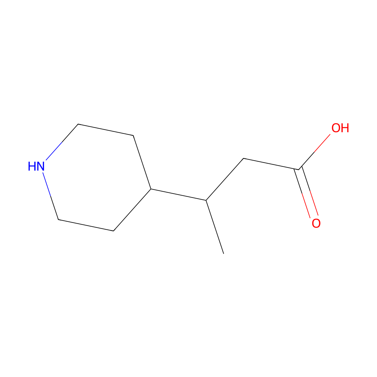 3-(Piperidin-4-yl)butanoic acid molecular structure, CAS 103039-96-9