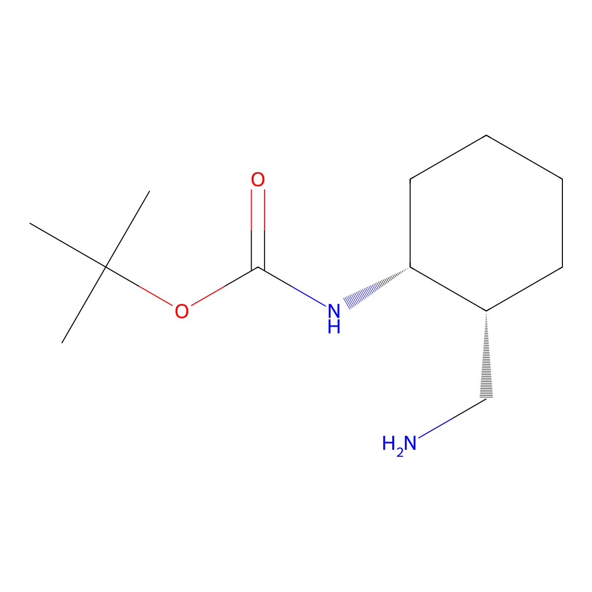 tert-Butyl ((1R,2R)-rel-2-(aminomethyl)cyclohexyl)carbamate molecular structure, CAS 1030390-99-8