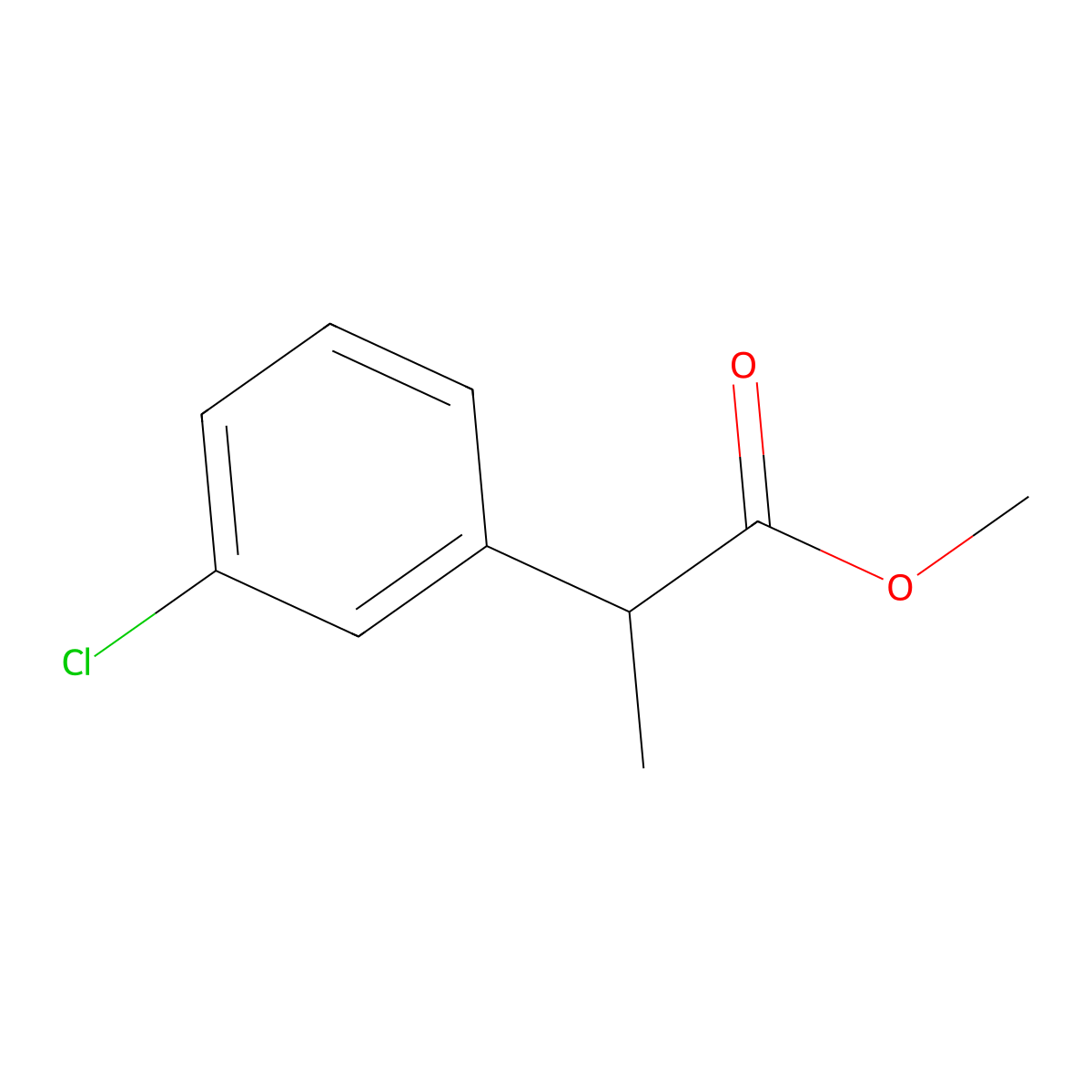 Methyl 2-(3-chlorophenyl)propanoate molecular structure, CAS 103040-42-2