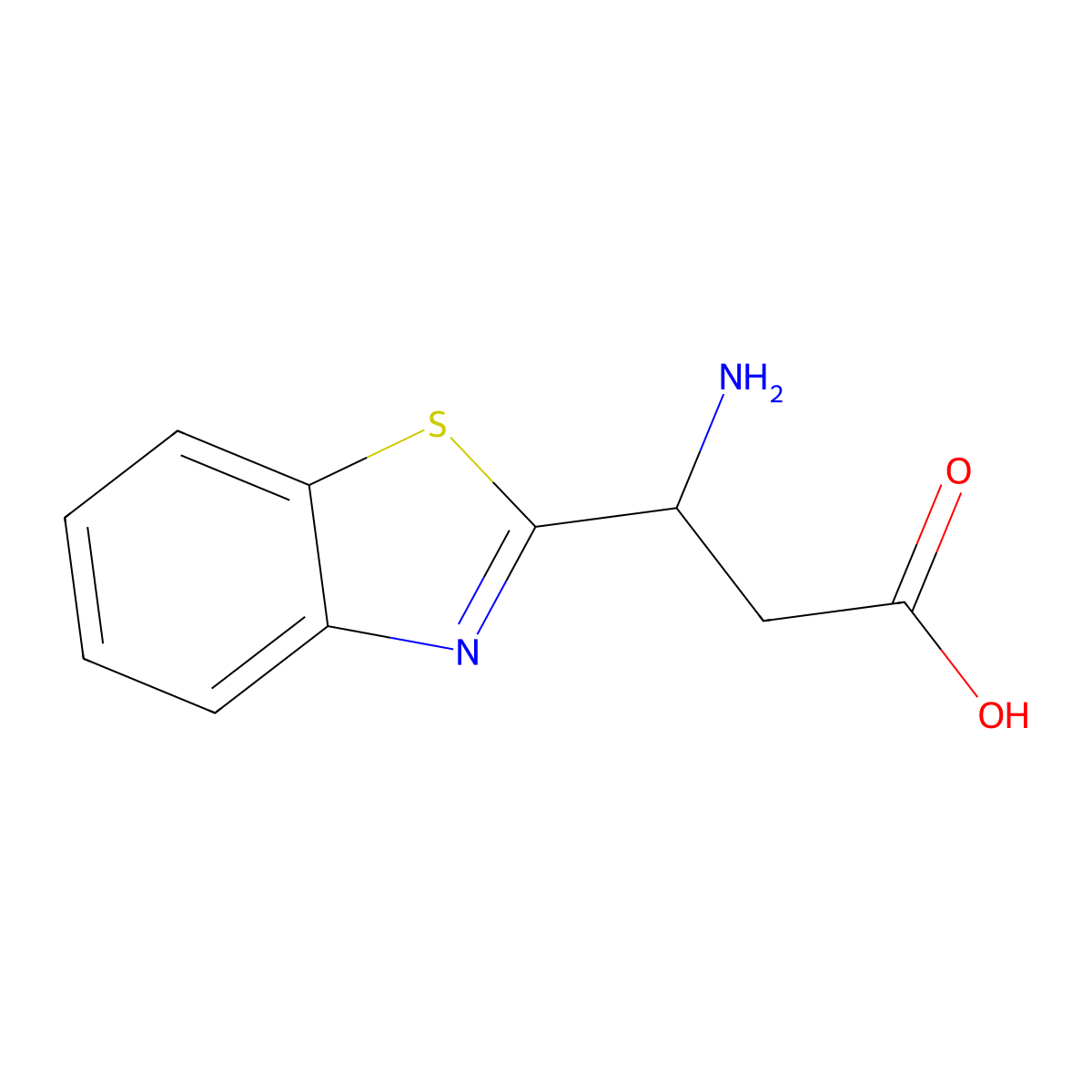 3-Amino-3-(benzo[d]thiazol-2-yl)propanoic acid molecular structure, CAS 103040-93-3