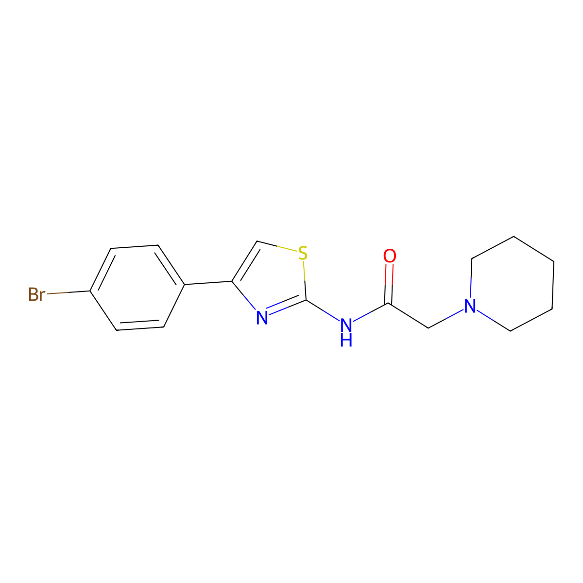 N-[4-(4-bromophenyl)-1,3-thiazol-2-yl]-2-piperidin-1-ylacetamide molecular structure, CAS 103041-76-5