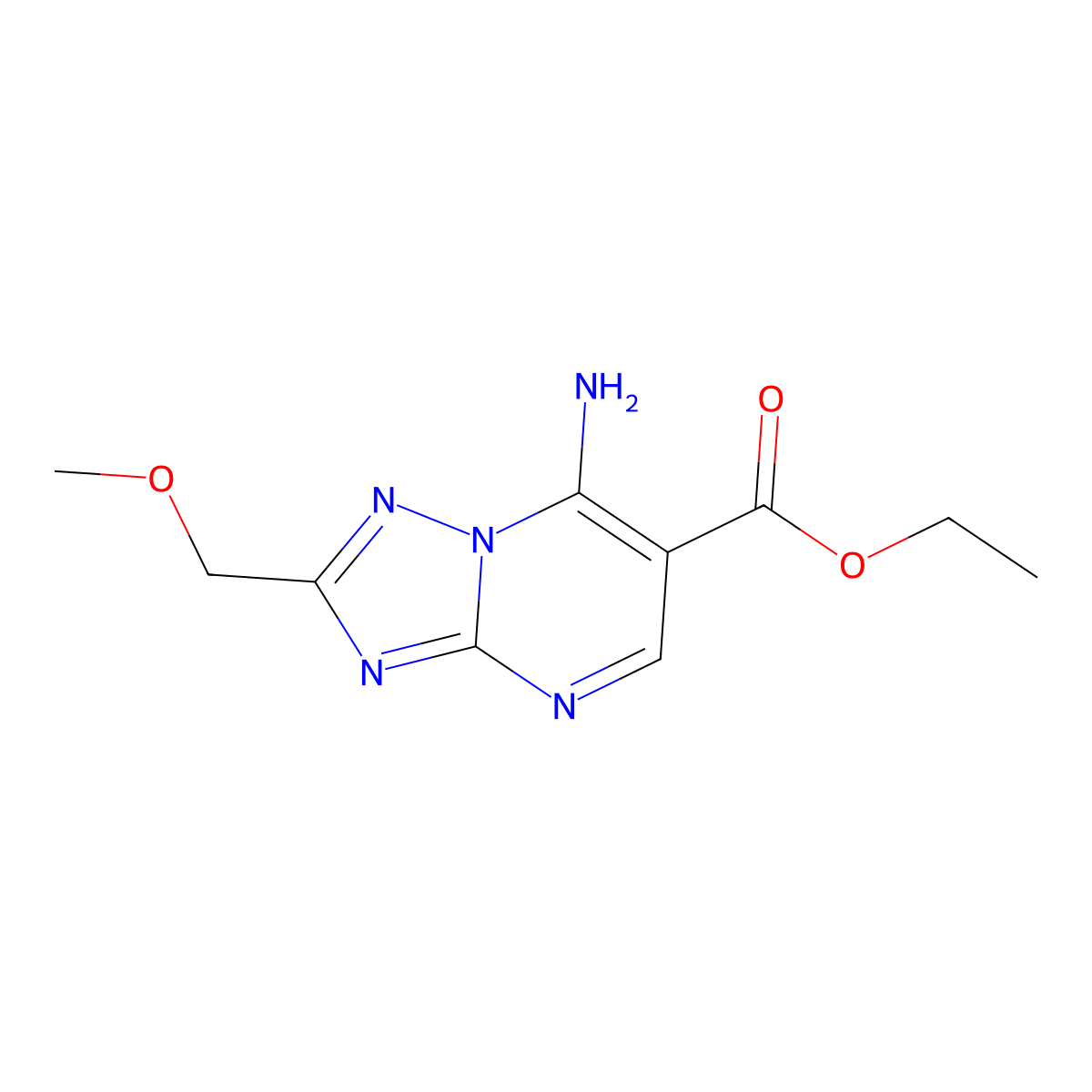 Ethyl 7-amino-2-(methoxymethyl)-[1,2,4]triazolo[1,5-a]pyrimidine-6-carboxylate molecular structure, CAS 1030419-79-4