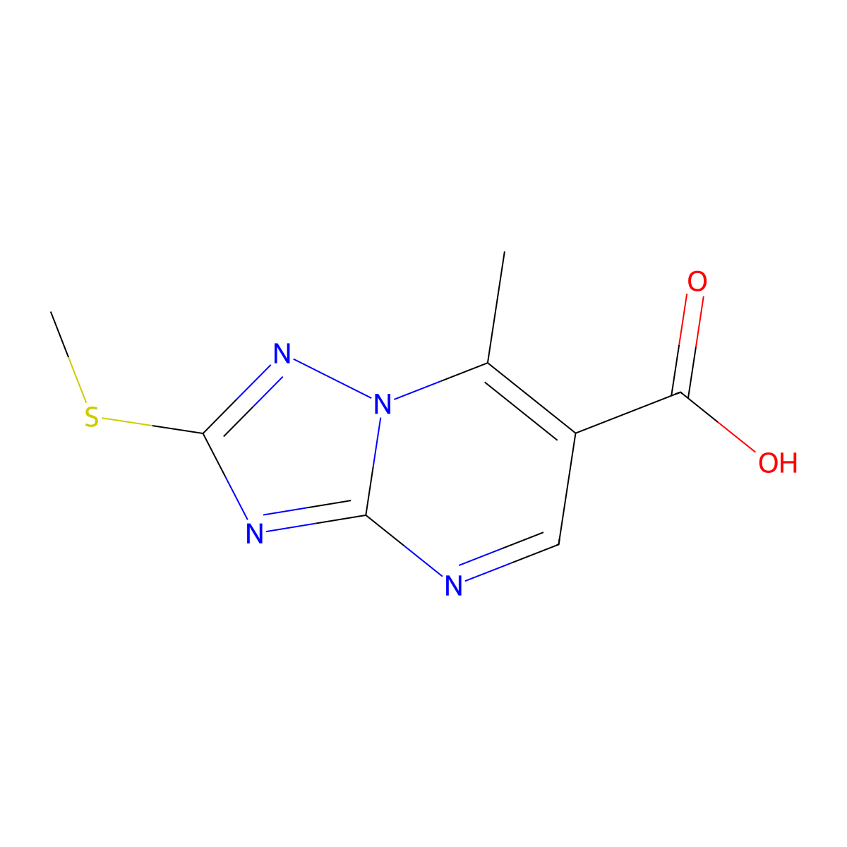 7-Methyl-2-(methylthio)-[1,2,4]triazolo[1,5-a]pyrimidine-6-carboxylic acid molecular structure, CAS 1030420-40-6