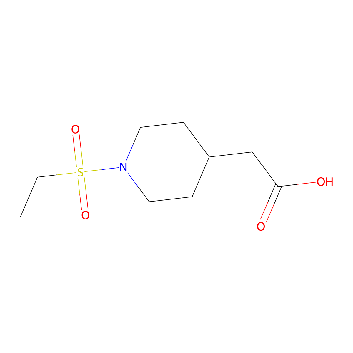 (1-Ethanesulfonyl-piperidin-4-yl)-acetic acid molecular structure, CAS 1030420-97-3