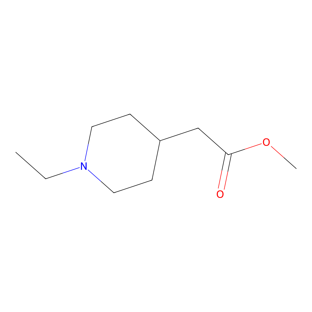 Methyl 2-(1-ethylpiperidin-4-yl)acetate molecular structure, CAS 1030421-15-8