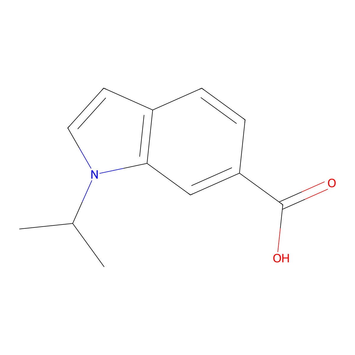1-(propan-2-yl)-1H-indole-6-carboxylic acid molecular structure, CAS 1030423-73-4