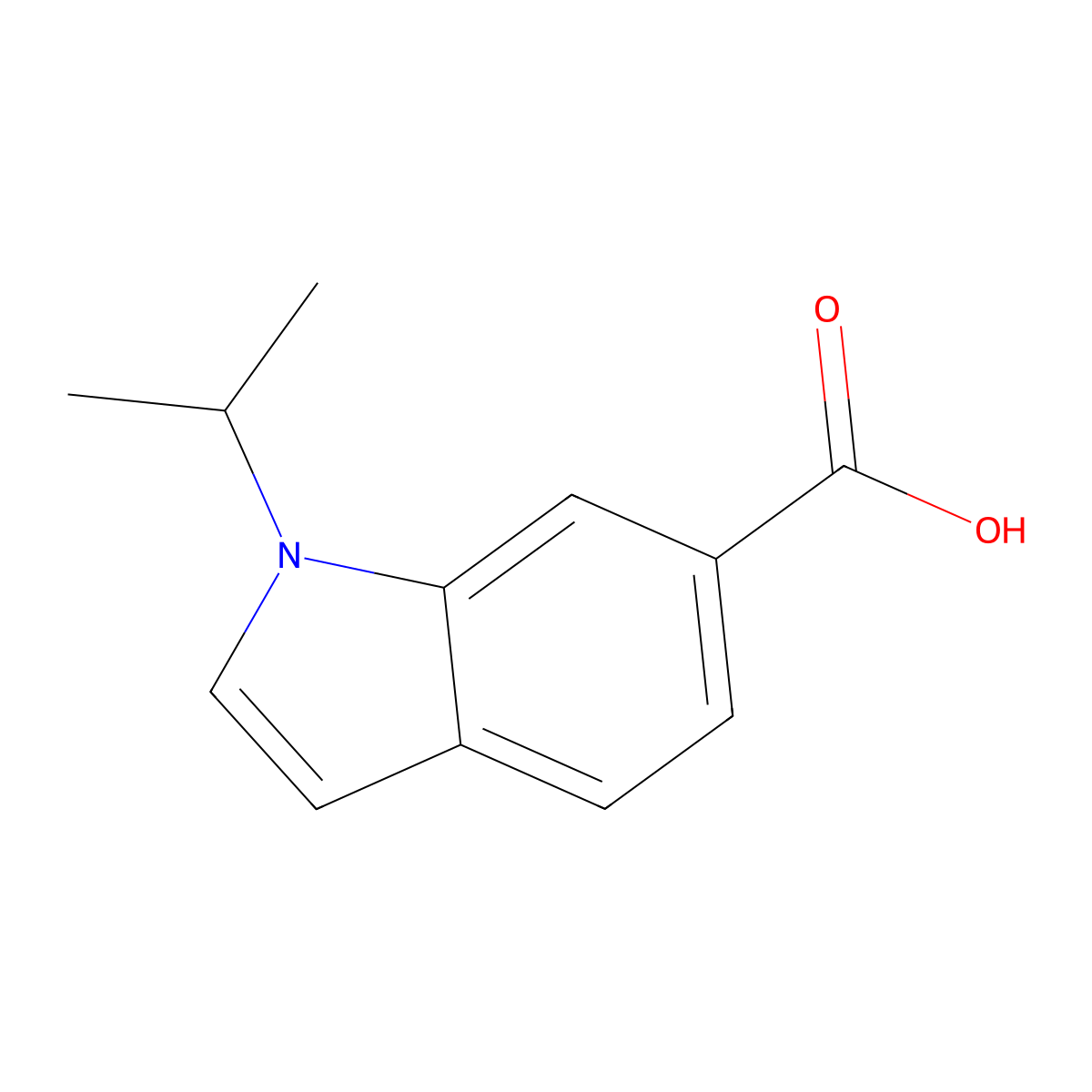 1-(propan-2-yl)-1H-indole-6-carboxylic acid molecular structure, CAS 1030423-73-4