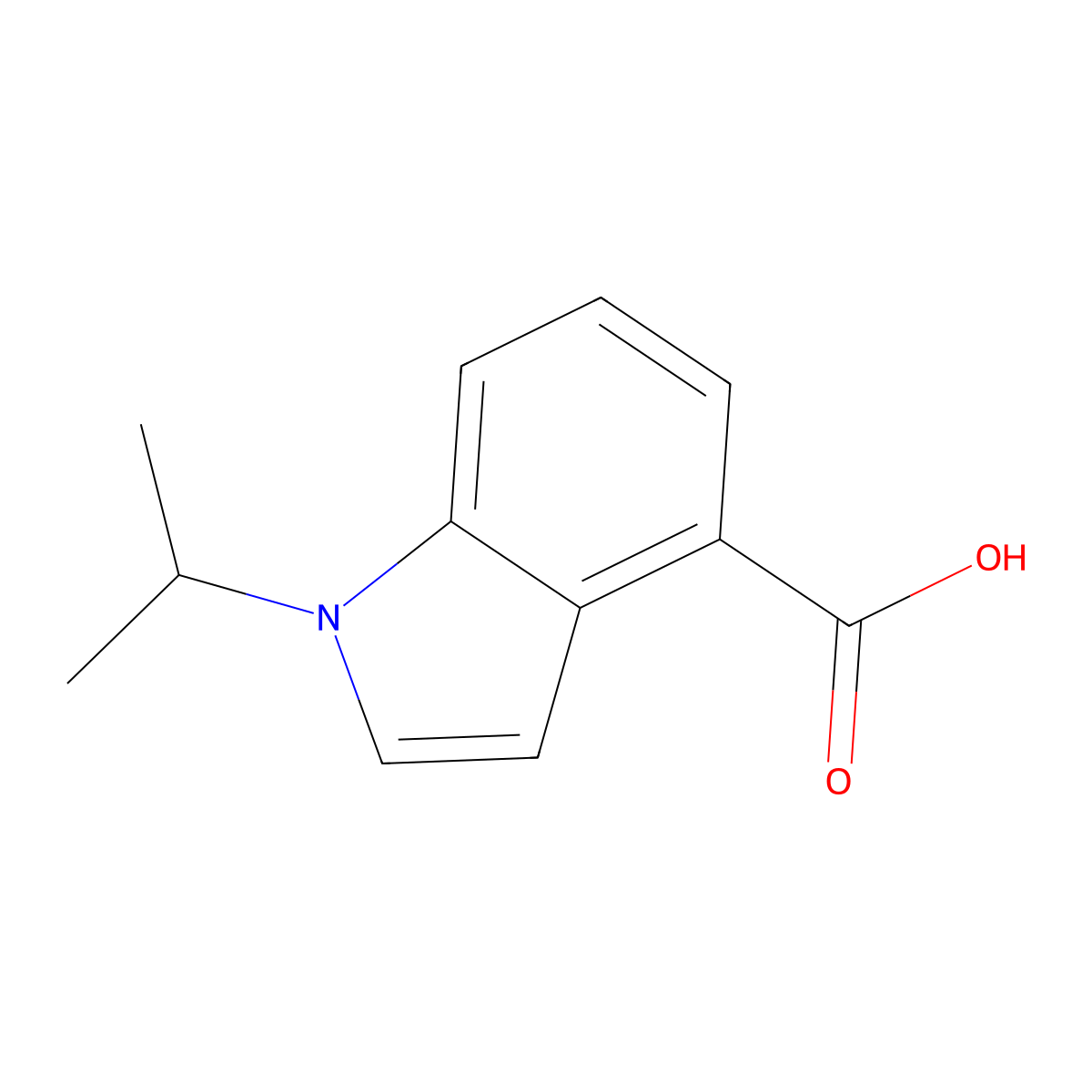 1-(propan-2-yl)-1H-indole-4-carboxylic acid molecular structure, CAS 1030423-99-4