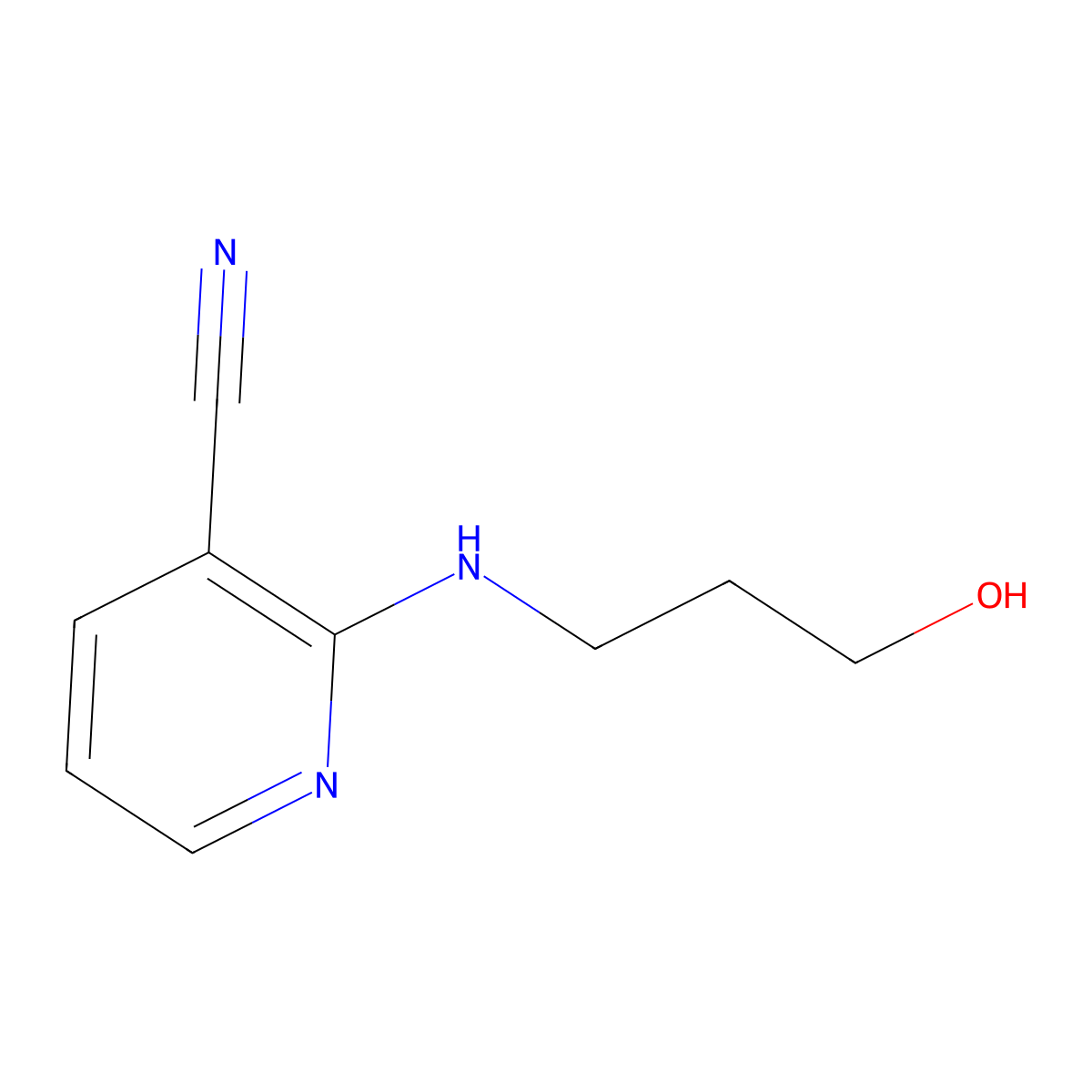 2-[(3-Hydroxypropyl)amino]nicotinonitrile molecular structure, CAS 1030429-92-5