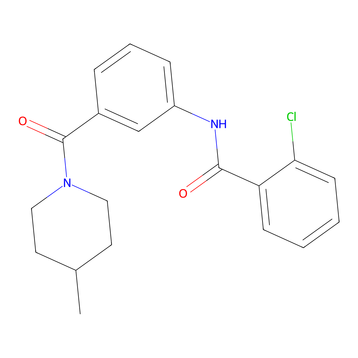 2-chloro-N-{3-[(4-methylpiperidin-1-yl)carbonyl]phenyl}benzamide molecular structure, CAS 1030430-56-8