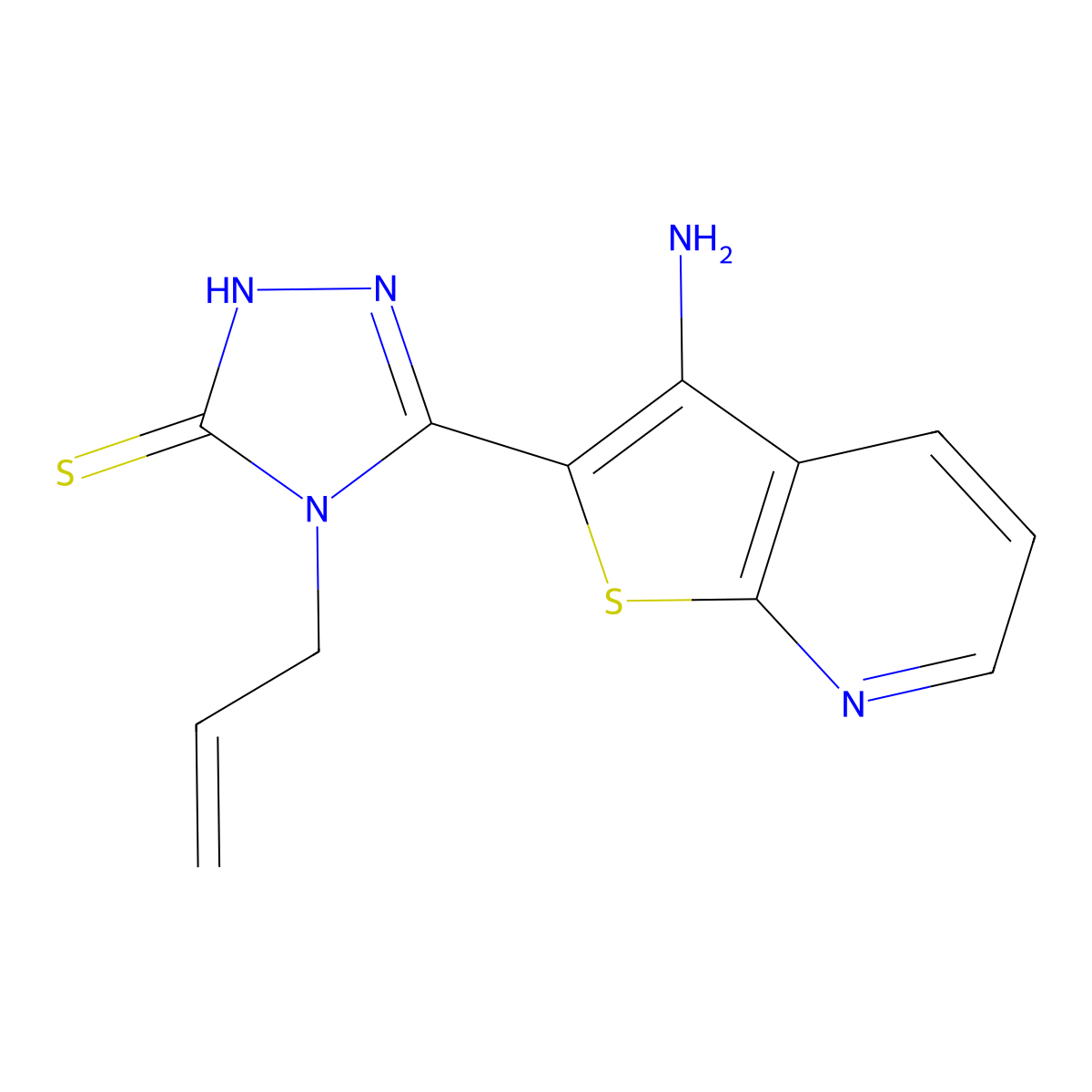 4-allyl-5-(3-aminothieno[2,3-b]pyridin-2-yl)-4H-1,2,4-triazole-3-thiol molecular structure, CAS 1030430-60-4
