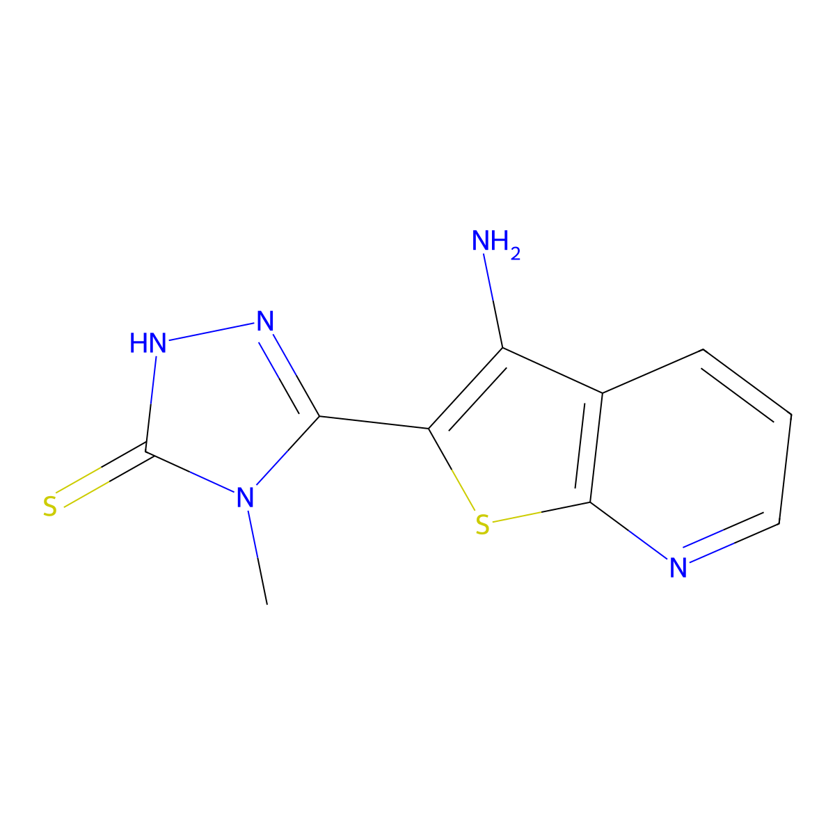 5-(3-aminothieno[2,3-b]pyridin-2-yl)-4-methyl-4H-1,2,4-triazole-3-thiol molecular structure, CAS 1030430-84-2