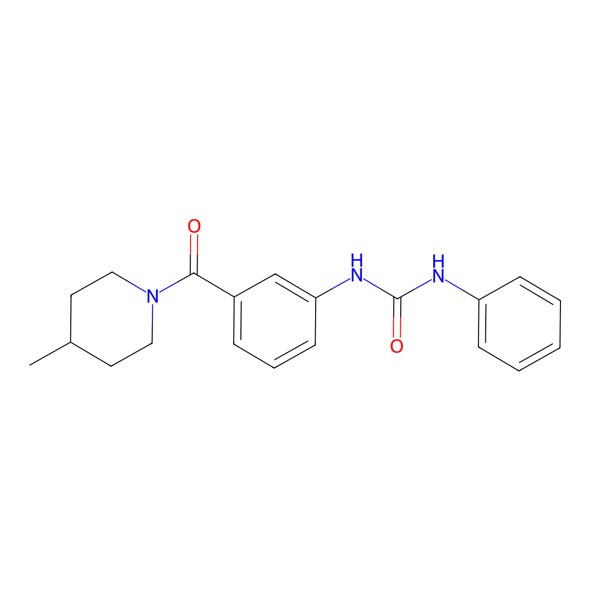 N-{3-[(4-methyl-1-piperidinyl)carbonyl]phenyl}-N'-phenylurea molecular structure, CAS 1030431-02-7