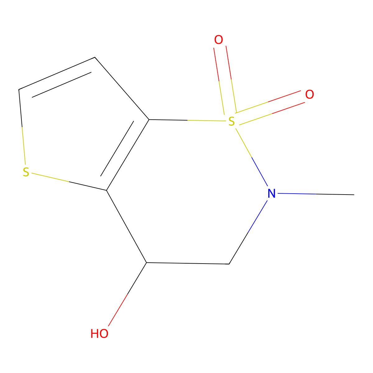 2-methyl-3,4-dihydro-2H-thieno[2,3-e][1,2]thiazin-4-ol 1,1-dioxide molecular structure, CAS 1030431-29-8