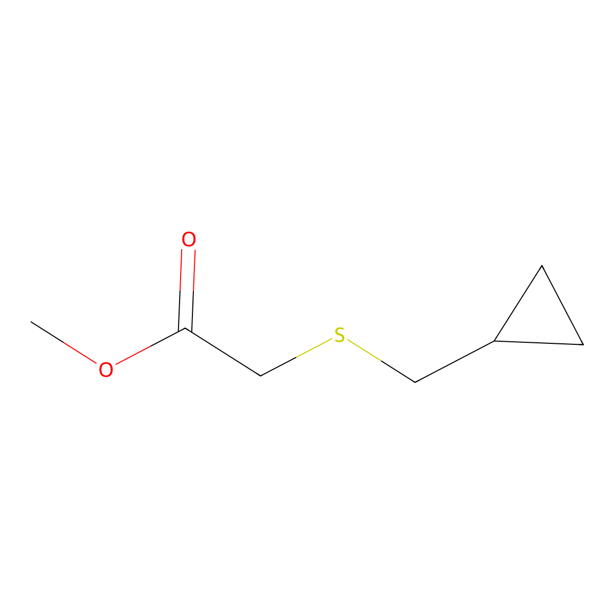 Methyl 2-((cyclopropylmethyl)thio)acetate molecular structure, CAS 1030431-47-0
